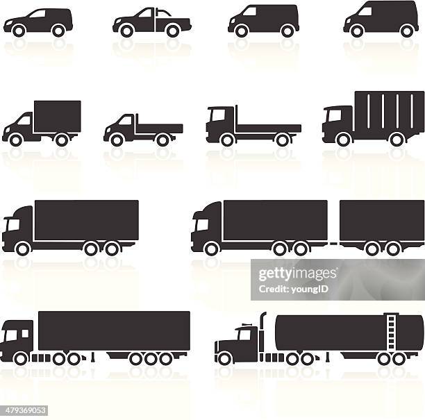 nutzfahrzeug-symbole - transportmittel stock-grafiken, -clipart, -cartoons und -symbole