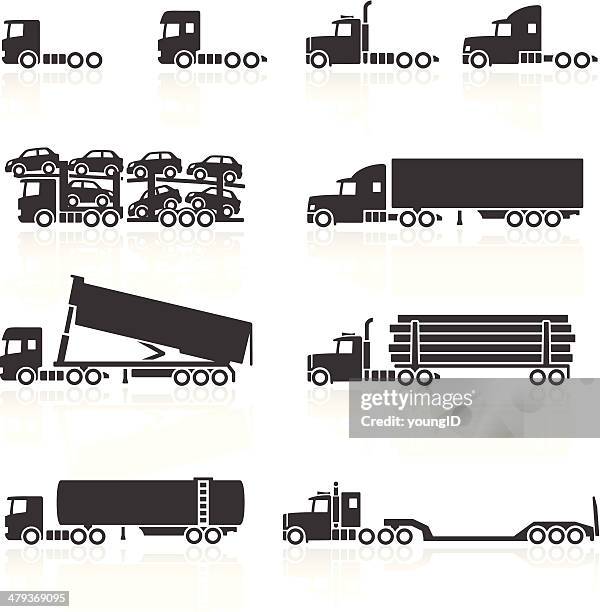 lastwagen, sattelschlepper symbole - holzstamm stock-grafiken, -clipart, -cartoons und -symbole