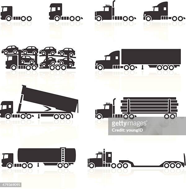 ilustraciones, imágenes clip art, dibujos animados e iconos de stock de camiones y semi trailer iconos - truck