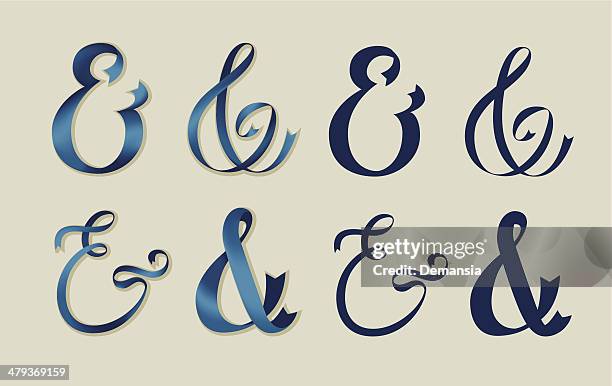 ribbon ampersand - ampersand stock illustrations