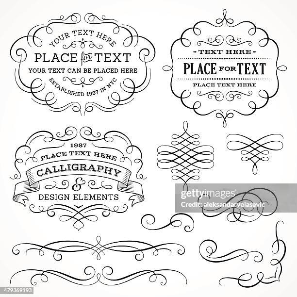 stockillustraties, clipart, cartoons en iconen met calligraphy swirls and frames - tekstornament