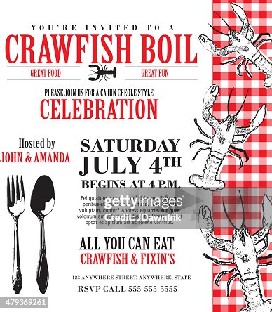 Crawfish boil invitation design template checkered tablecloth Crawfish boil invitation design template checkered tablecloth