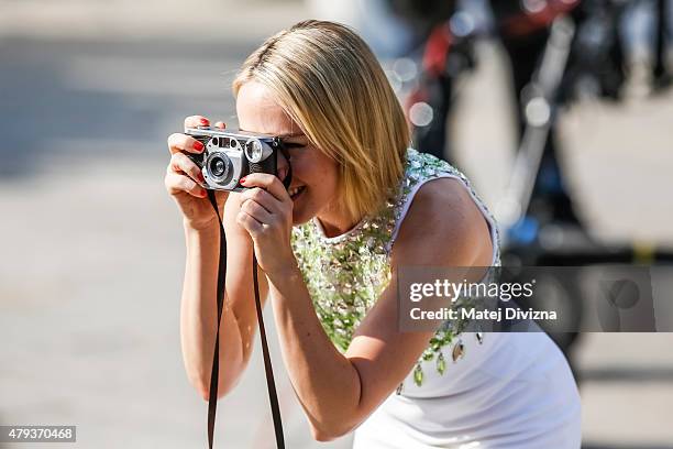 Actress Jena Malone arrives at the opening ceremony of the 50th Karlovy Vary International Film Festival on July 3, 2015 in Karlovy Vary, Czech...