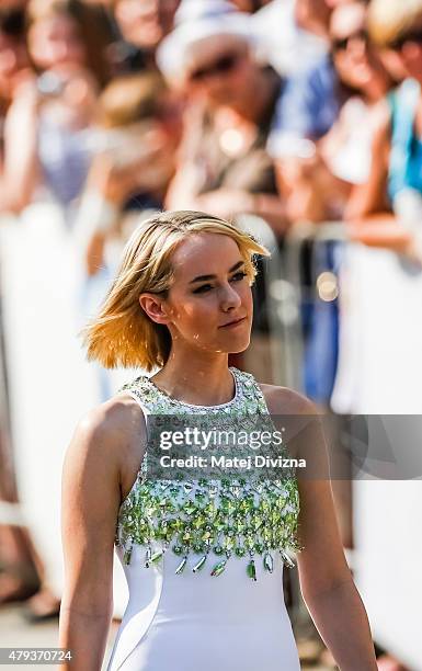 Actress Jena Malone arrives at the opening ceremony of the 50th Karlovy Vary International Film Festival on July 3, 2015 in Karlovy Vary, Czech...