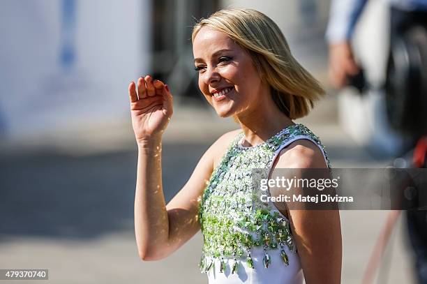 Actress Jena Malone arrives at the opening ceremony of the 50th Karlovy Vary International Film Festival on July 3, 2015 in Karlovy Vary, Czech...