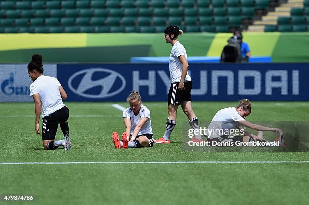 Germany player practice during a training session at Commonwealth Stadium on July 3, 2015 in Edmonton, Canada.