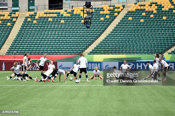 Germany player practice during a training session at Commonwealth Stadium on July 3, 2015 in Edmonton, Canada.