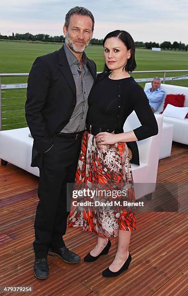 Stephen Moyer and Anna Paquin attend the Audi Polo Challenge 2015 at Cambridge County Polo Club on July 3, 2015 in Cambridge, England.