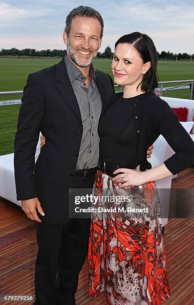 Stephen Moyer and Anna Paquin attend the Audi Polo Challenge 2015 at Cambridge County Polo Club on July 3, 2015 in Cambridge, England.