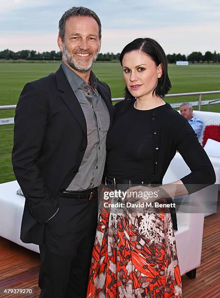 Stephen Moyer and Anna Paquin attend the Audi Polo Challenge 2015 at Cambridge County Polo Club on July 3, 2015 in Cambridge, England.