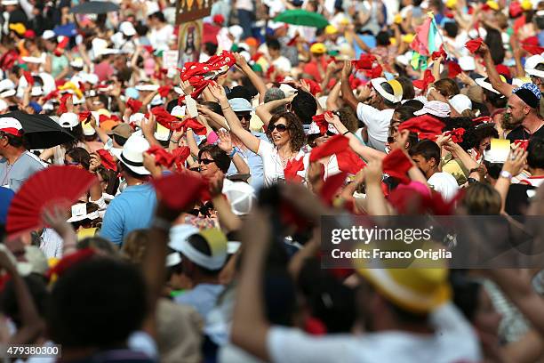 Pope Francis arrives in St Peter's Square for a meeting with members of the Renewal of the Holy Spirit, who have come to Rome for their 38th annual...