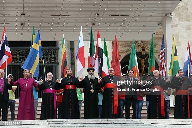 Catholic, Anglican, Lutheran, Coptic and Orthodox attend an audience held by Pope Francis in St Peter's Square for members of the Renewal of the Holy...