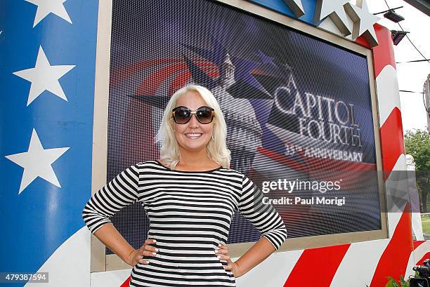 Runner-Up of "The Voice" Meghan Linsey poses for a photo at A Capitol Fourth 2015 Independence Day Concert rehearsals on July 3, 2015 in Washington,...