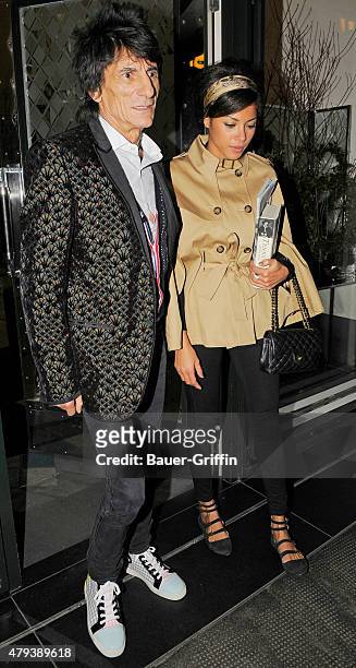 Ronnie Wood and his girlfriend Ana Araujo are seen on February 14, 2011 in London, United Kingdom.