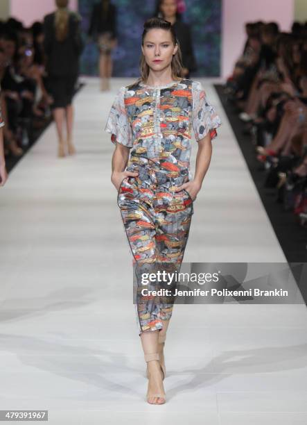 Model showcases designs by Easton Pearson on the runway during the Premium Runway 2 show presented by In Style at Melbourne Fashion Festival on March...