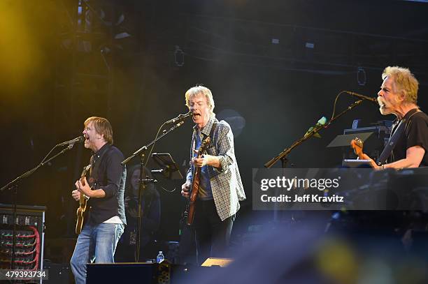 Trey Anastasio, Phil Lesh and Bob Weir of the Grateful Dead perform at Soldier Field on July 3, 2015 in Chicago, Illinois.