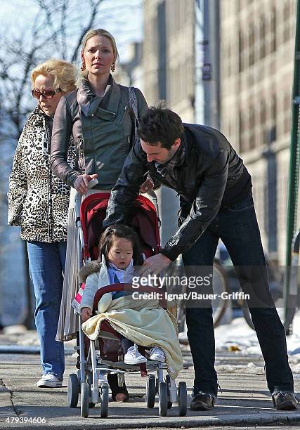 Katherine Heigl, her husband Josh Kelley and her daughter Naleigh are seen on February 06, 2011 in New York City.