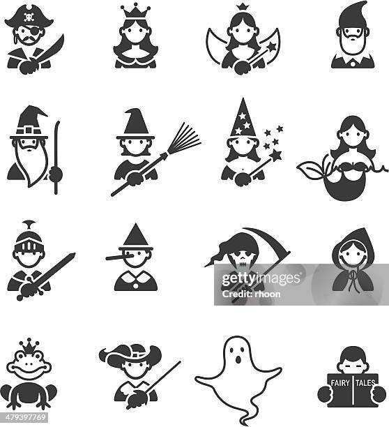 fairy tales icons - the fairy queen stock illustrations