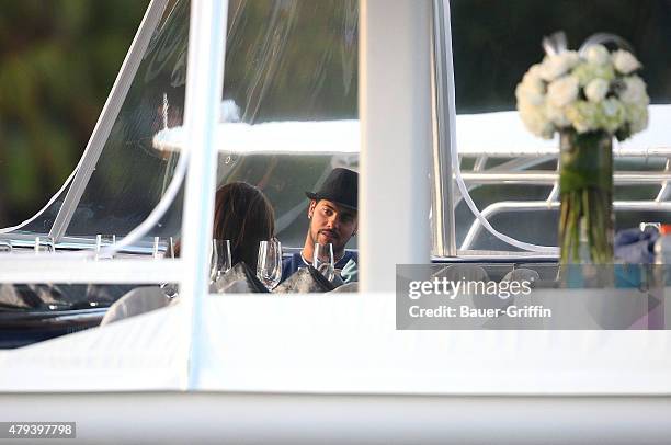 Eva Longoria is seen spending time on the yacht with boyfriend Eduardo Cruz on February 05, 2011 in Miami, Florida.