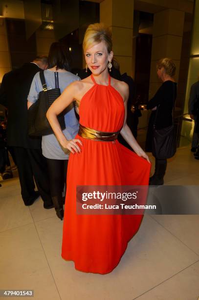 Eva Habermann attends 12th Deutscher Hoerfilmpreis at the Atrium Deutsche Bank on March 18, 2014 in Berlin, Germany.