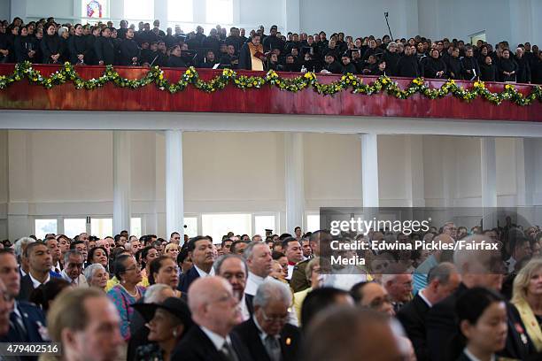 General view during the official coronation ceremony for King Tupou VI of Tonga and Queen Nanasipau'u at the Free Wesleyan Church on July 4, 2015 in...