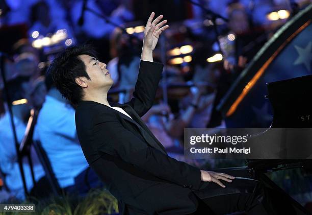 World-renowned pianist Lang Lang performs at A Capitol Fourth 2015 Independence Day Concert dress rehearsals on July 3, 2015 in Washington, DC.
