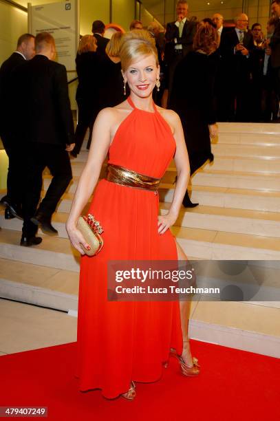 Eva Habermann attends 12th Deutscher Hoerfilmpreis at the Atrium Deutsche Bank on March 18, 2014 in Berlin, Germany.