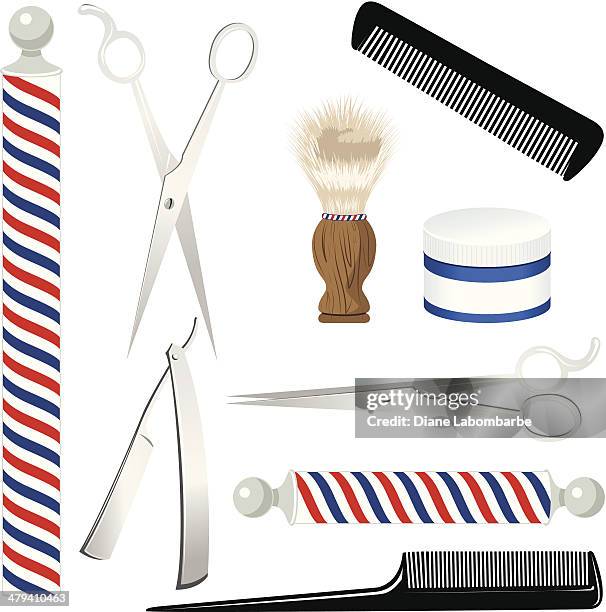 barber shop tools - shaving cream brush stock illustrations