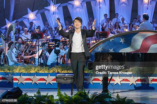 Pianist Lang Lang performs at A Capitol Fourth 2015 Independence Day Concert dress rehearsals on July 3, 2015 in Washington, DC.