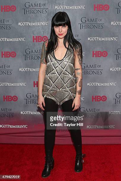 Alexis Krauss of Sleigh Bells attends the "Game Of Thrones" Season 4 premiere at Avery Fisher Hall, Lincoln Center on March 18, 2014 in New York City.