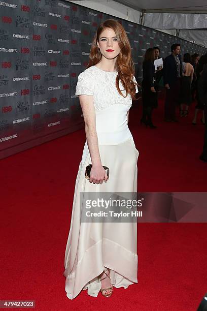 Actress Rose Leslie attends the "Game Of Thrones" Season 4 premiere at Avery Fisher Hall, Lincoln Center on March 18, 2014 in New York City.