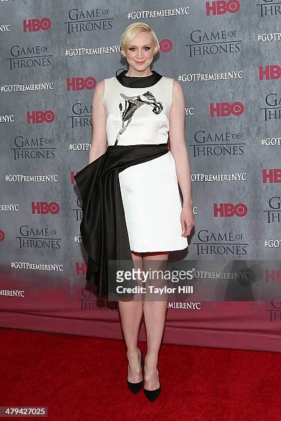 Actress Gwendoline Christie attends the "Game Of Thrones" Season 4 premiere at Avery Fisher Hall, Lincoln Center on March 18, 2014 in New York City.
