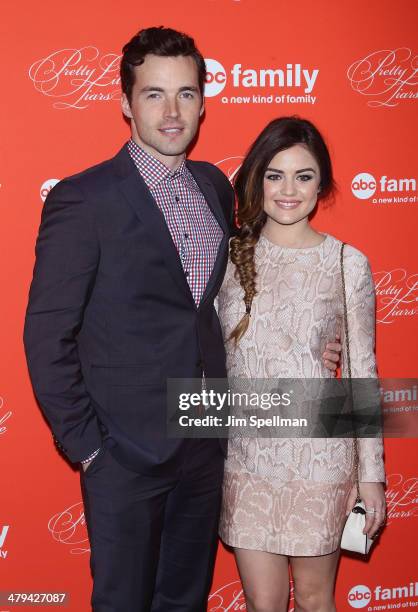Actors Ian Harding and Lucy Hale attend the "Pretty Little Liars" season finale screening at Ziegfeld Theater on March 18, 2014 in New York City.