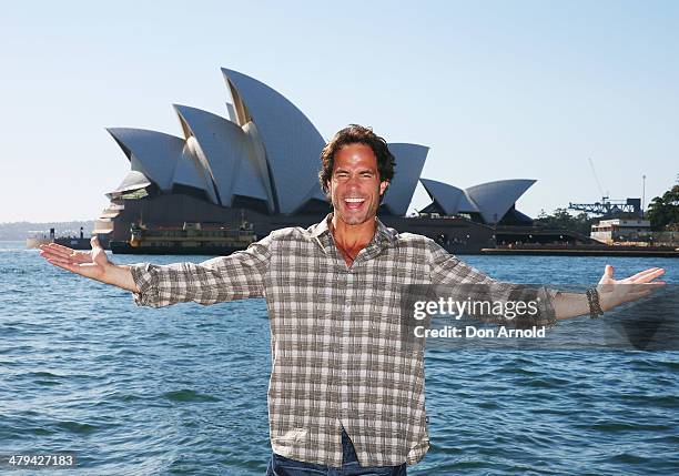 Shawn Christian poses outside the Park Hyatt Hotel during a Days Of Our Lives Stars photo call at the Park Hyatt on March 19, 2014 in Sydney,...