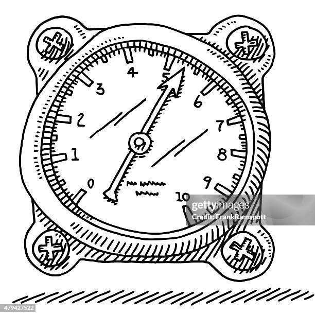 gauge instrument drawing - measuring-glass-drawing stock illustrations