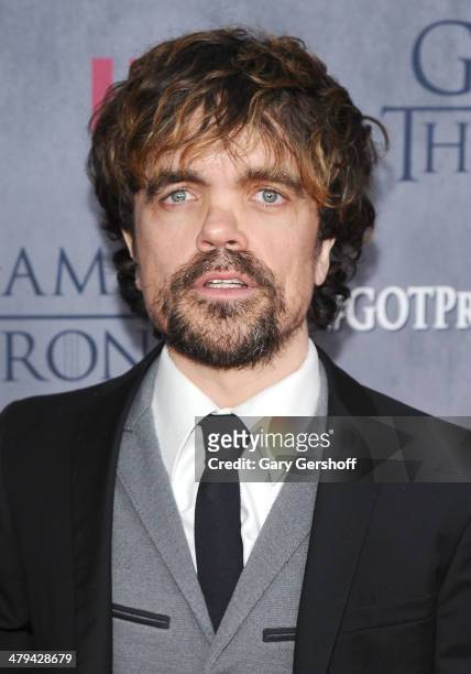 Peter Dinklage attends the "Game Of Thrones" Season 4 premiere at Avery Fisher Hall, Lincoln Center on March 18, 2014 in New York City.