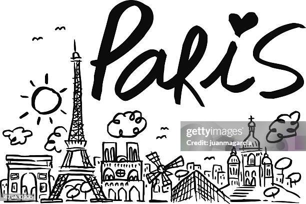 illustrations, cliparts, dessins animés et icônes de panorama de paris de día y con sol - paris-monuments