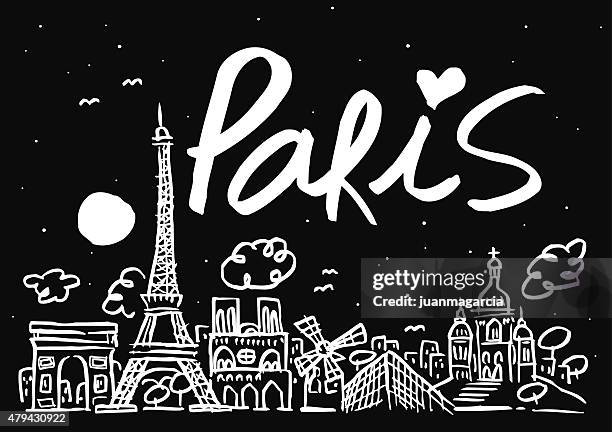 ilustraci ó n de un スカイライン de paris ヂ noche - パリ　夜景点のイラスト素材／クリップアート素材／マンガ素材／アイコン素材