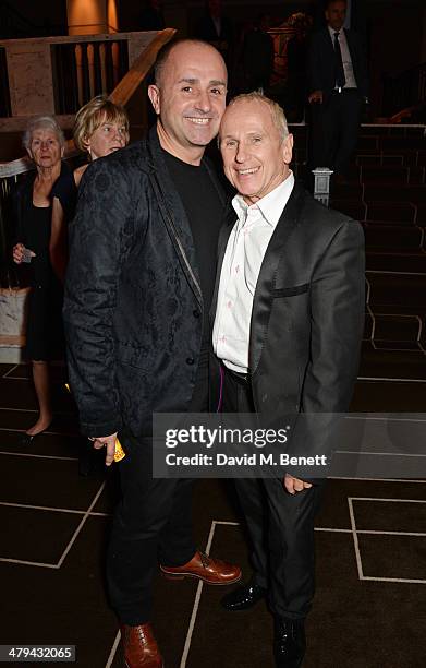 Jose Bergera and Wayne Sleep attend an after party celebrating the press night performance of 'Blithe Spirit' at the Rosewood Hotel on March 18, 2014...