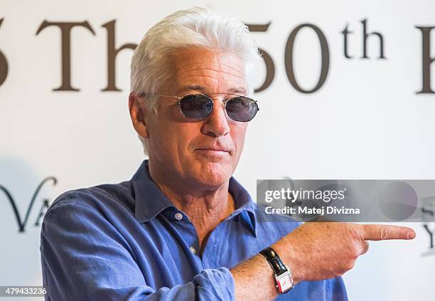 Actor Richard Gere poses for photograhers at the 50th Karlovy Vary International Film Festival on July 4, 2015 in Karlovy Vary, Czech Republic.