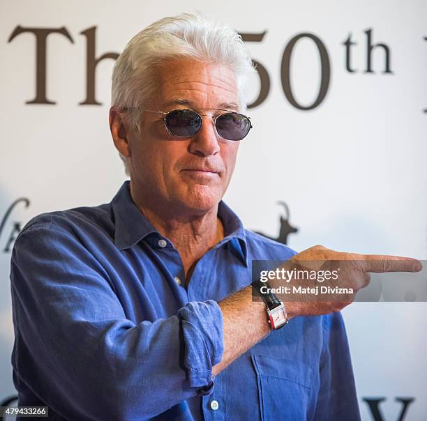 Actor Richard Gere poses for photograhers at the 50th Karlovy Vary International Film Festival on July 4, 2015 in Karlovy Vary, Czech Republic.