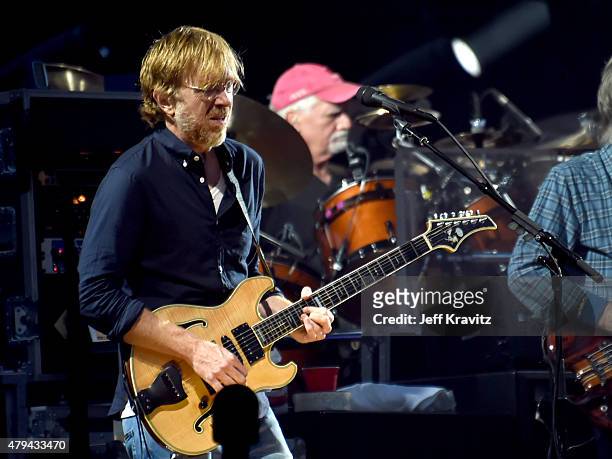 Trey Anastasio and Bill Kreutzman of The Grateful Dead perform during the "Fare Thee Well, A Tribute To The Grateful Dead" on July 3, 2015 in...