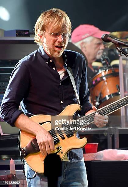 Trey Anastasio and Bill Kreutzman of The Grateful Dead perform during the "Fare Thee Well, A Tribute To The Grateful Dead" on July 3, 2015 in...