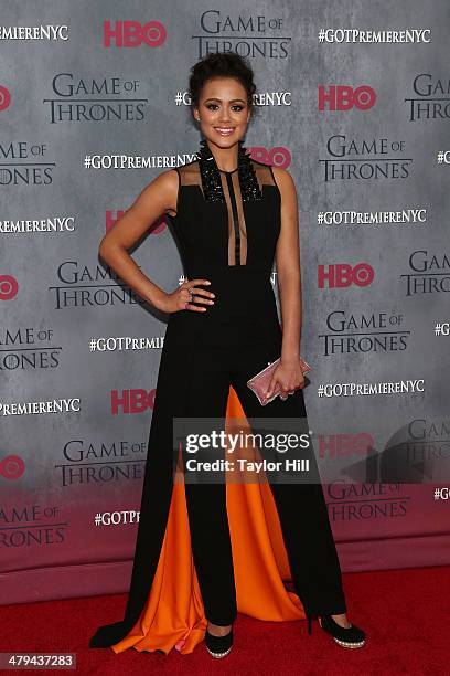 Actress Nathalie Emmanuel attends the "Game Of Thrones" Season 4 premiere at Avery Fisher Hall, Lincoln Center on March 18, 2014 in New York City.