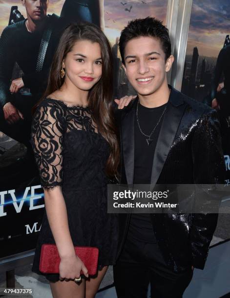Actors Paris Bereic and Aramis Knight arrive at the premiere of Summit Entertainment's "Divergent" at the Regency Bruin Theatre on March 18, 2014 in...