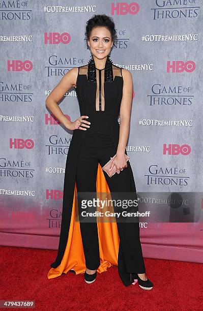 Nathalie Emmanuel attends the "Game Of Thrones" Season 4 premiere at Avery Fisher Hall, Lincoln Center on March 18, 2014 in New York City.