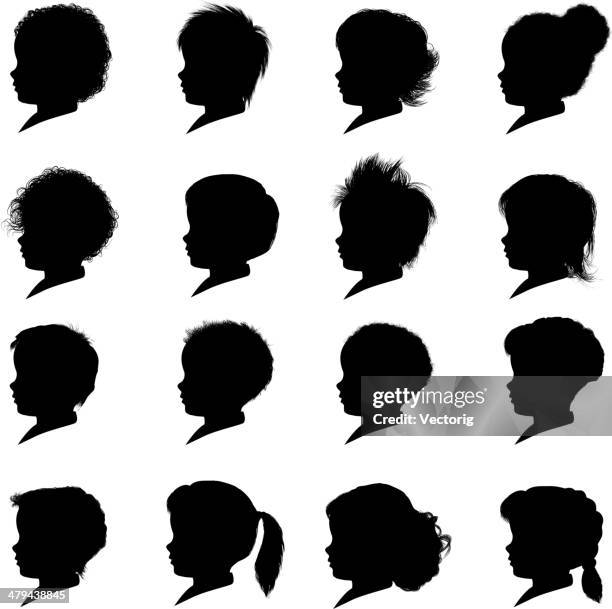 children profile - short hair stock illustrations