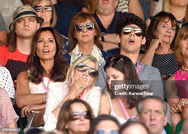 Melanie Sykes and Matt Robertson attend day six of the Wimbledon Tennis Championships at Wimbledon on July 4, 2015 in London, England.