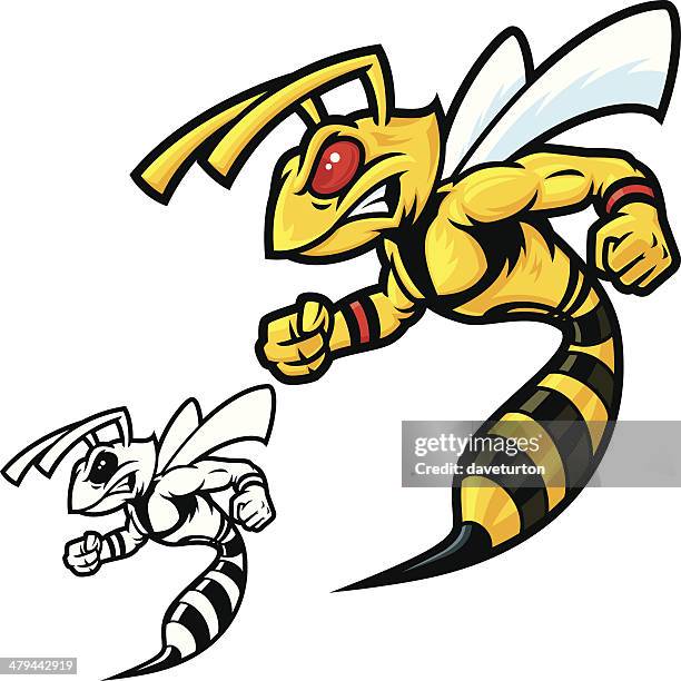 stockillustraties, clipart, cartoons en iconen met hornet mascot vicious - angels