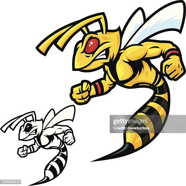 hornet mascot vicious - mascot vector stock illustrations